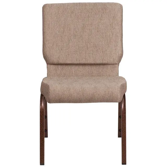Alt view image 3 of 7 - Beige 18.5" W Stacking Church Chair, 4-Pack | Copper Vein Frame, Fabric Upholstery