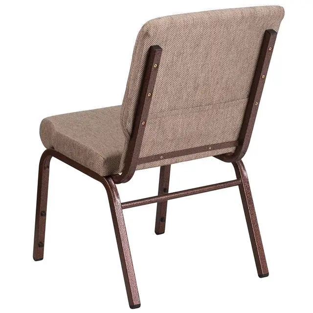 Alt view image 6 of 7 - Beige 18.5" W Stacking Church Chair, 4-Pack | Copper Vein Frame, Fabric Upholstery