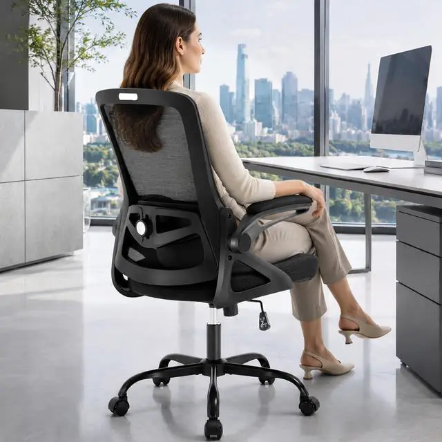 Main image of Executive Office Chair with Adjustable Lumbar Support Flip-Up Arms,Black | Desk Chair Breathable Mesh Comfy Computer Chairs with Flip-up Armrests Executive Task Chair for Adults Home Office,400lbs