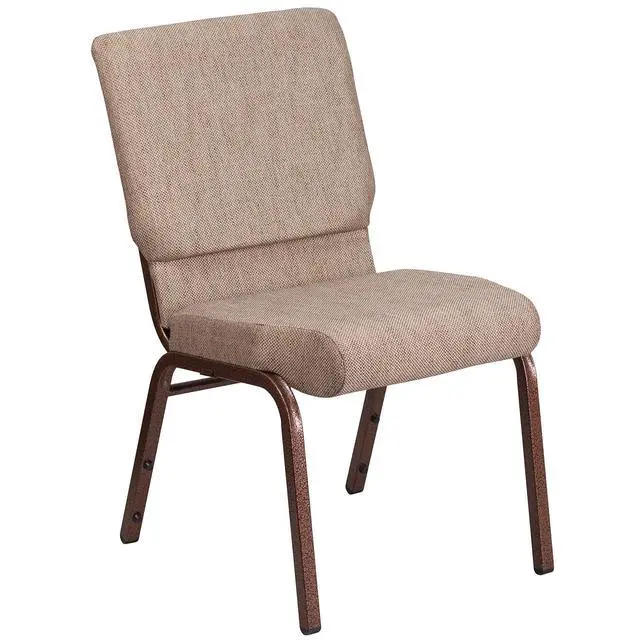 Alt view image 7 of 7 - Beige 18.5" W Stacking Church Chair, 4-Pack | Copper Vein Frame, Fabric Upholstery