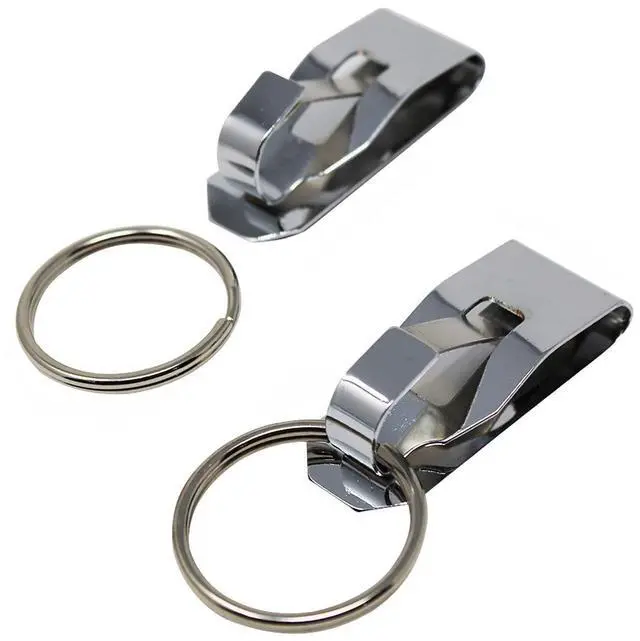 Main image of Secure Belt Clip Key Holder with Metal Hook & Heavy Duty 1 1/4 Inch Keychain Ring - Metal Key Chain Keeper for ID Badge/Key