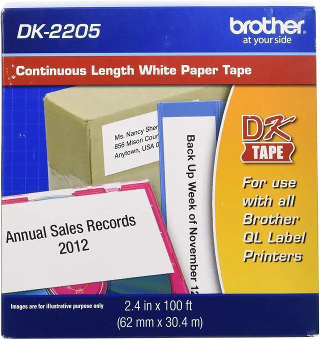 Alt view image 2 of 2 - Genuine, DK-2205 Continuous Paper Label Roll, Cut-to-Length Label, 2.4 x 100 Feet, (1) Roll Per Box (4)