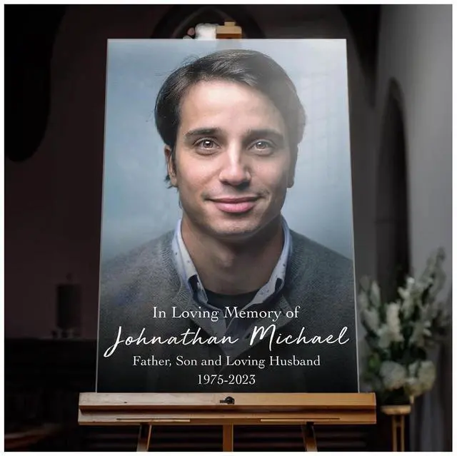 Main image of Custom Funeral Sign - Photo In Loving Memory Sign - Personalized Funeral Reception Signs - Celebration Of Life Funeral Photo Sign