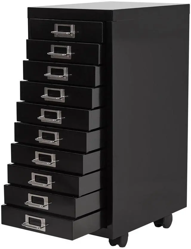 Main image of File Cabinet Mini 10 Tier Metal File Organizer Document Organizer with Wheel, Black Color, for Home Office, Office Desk File