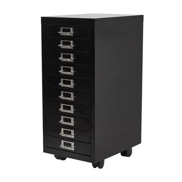 Alt view image 2 of 7 - File Cabinet Mini 10 Tier Metal File Organizer Document Organizer with Wheel, Black Color, for Home Office, Office Desk File