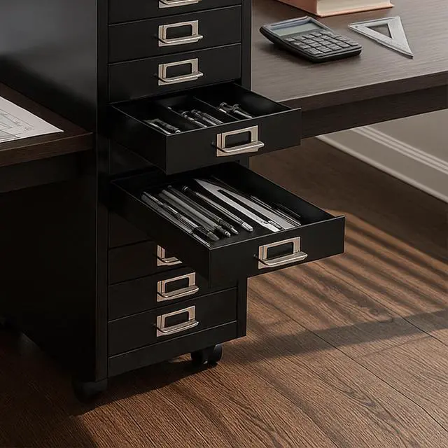 Alt view image 7 of 7 - File Cabinet Mini 10 Tier Metal File Organizer Document Organizer with Wheel, Black Color, for Home Office, Office Desk File