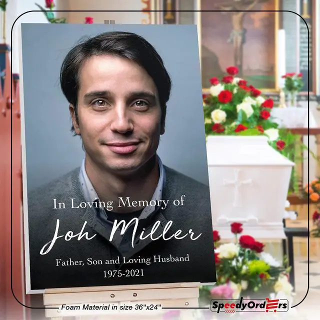 Alt view image 6 of 6 - Custom Funeral Sign - Photo In Loving Memory Sign - Personalized Funeral Reception Signs - Celebration Of Life Funeral Photo Sign