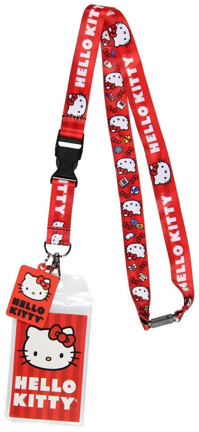 Main image of Sanrio Hello Kitty Classic ID Badge Holder Lanyard w/ 2" Raised Rubber Pendant