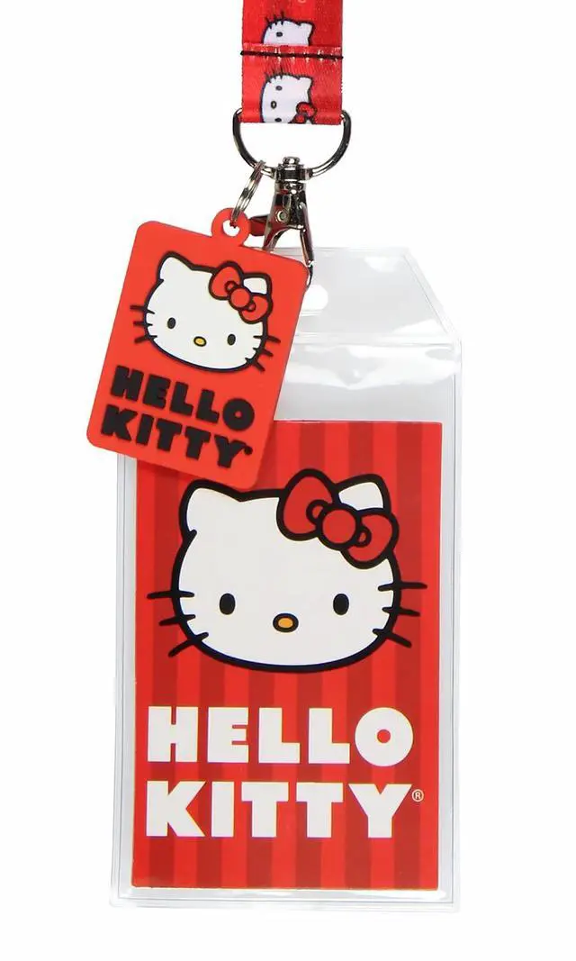 Alt view image 2 of 5 - Sanrio Hello Kitty Classic ID Badge Holder Lanyard w/ 2" Raised Rubber Pendant