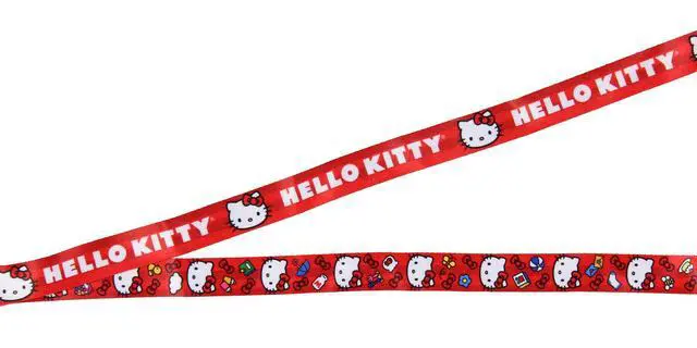 Alt view image 3 of 5 - Sanrio Hello Kitty Classic ID Badge Holder Lanyard w/ 2" Raised Rubber Pendant