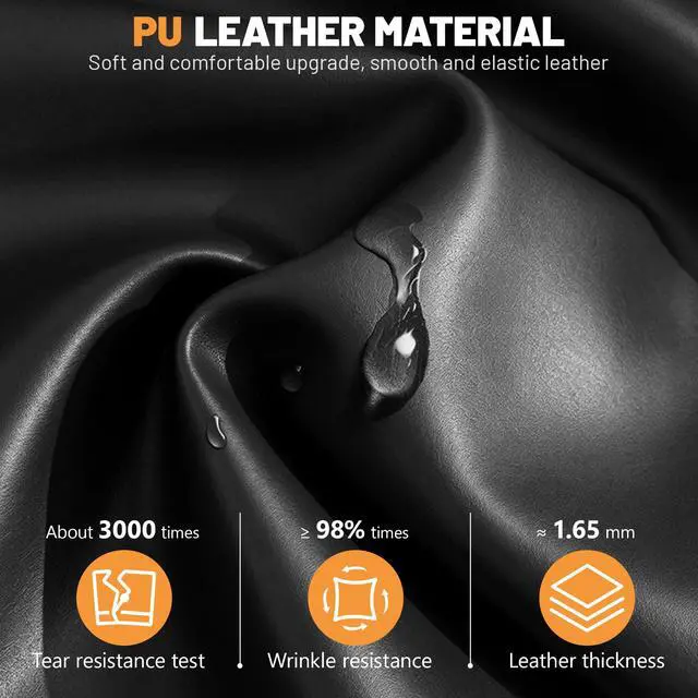 Alt view image 6 of 7 - Ergonomic Office Chair, PU Leather Executive Desk Chair with Adjustable Headrest, Flip-Up Arms and Lumbar Support, High Back Computer Chair for Home Office, Remote Work, Gaming, Black