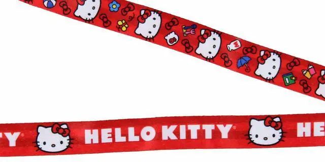Alt view image 4 of 5 - Sanrio Hello Kitty Classic ID Badge Holder Lanyard w/ 2" Raised Rubber Pendant