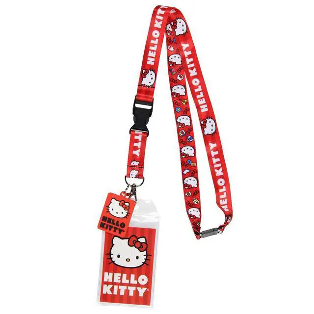 Alt view image 5 of 5 - Sanrio Hello Kitty Classic ID Badge Holder Lanyard w/ 2" Raised Rubber Pendant