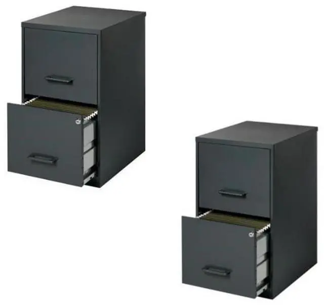Main image of 18" Deep 2 Drawer Metal File Cabinet in Black (Set of 2)