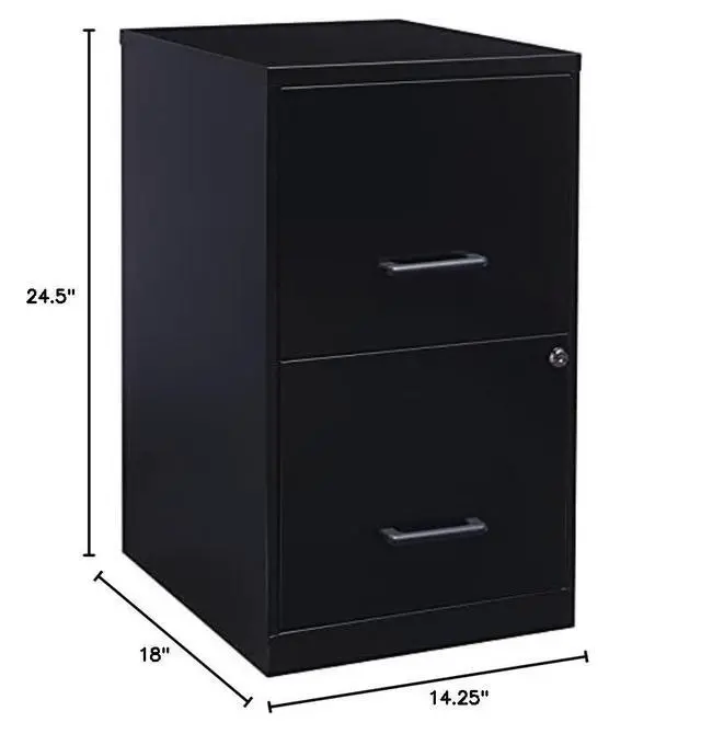 Alt view image 3 of 7 - 18" Deep 2 Drawer Metal File Cabinet in Black (Set of 2)