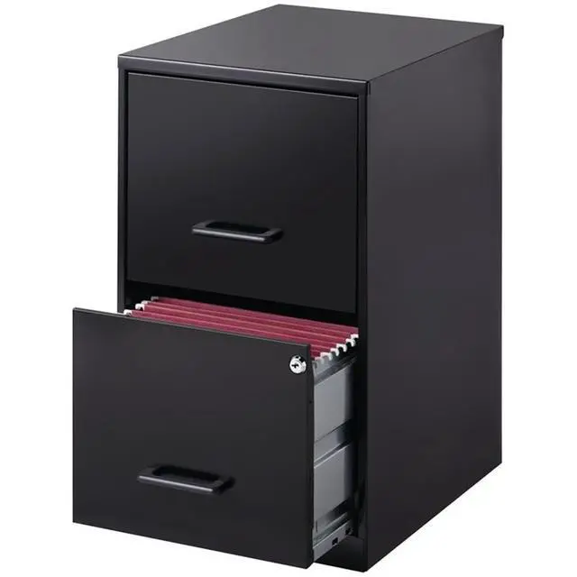 Alt view image 7 of 7 - 18" Deep 2 Drawer Metal File Cabinet in Black (Set of 2)