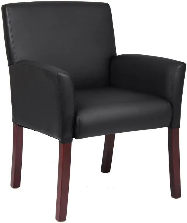 Main image of Box Arm Guest Chair with Mahogany Finish in Black, 250 (B619)