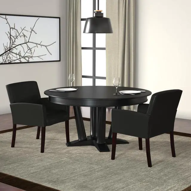 Alt view image 4 of 7 - Box Arm Guest Chair with Mahogany Finish in Black, 250 (B619)