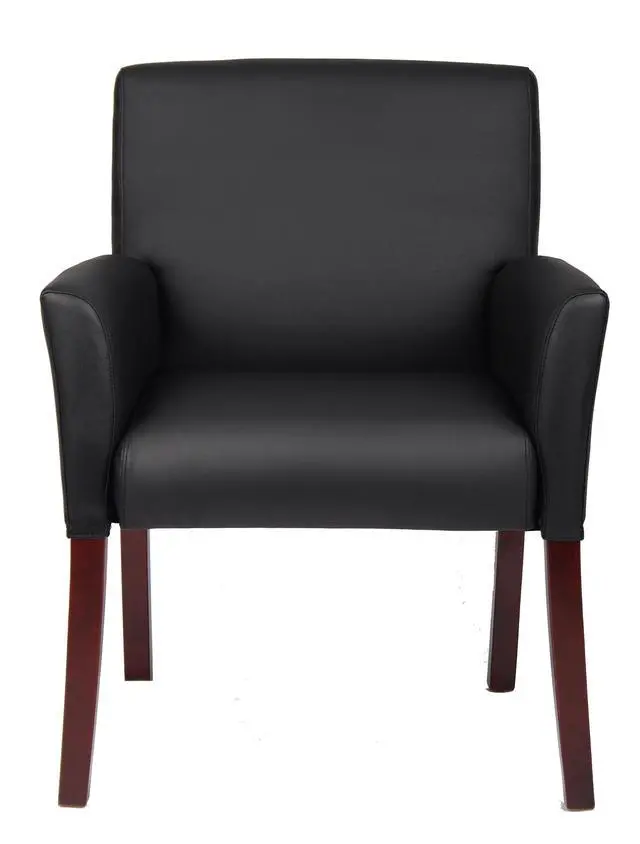 Alt view image 7 of 7 - Box Arm Guest Chair with Mahogany Finish in Black, 250 (B619)