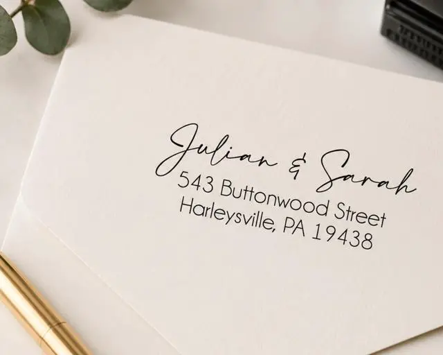Main image of Custom Address Stamp Personalized, Self-Inking or Wood Handle Return Address Stamp, Personalized Name and Address Stamp for Envelopes, Mail, Wedding Invitations, Cards and Business Use