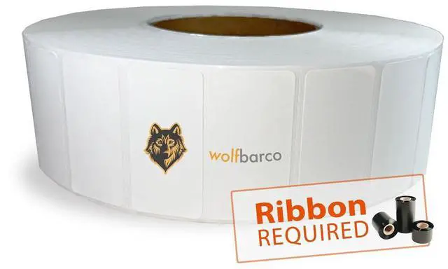 Main image of Thermal Transfer Paper Label/Industrial Grade 2"X 1" White, with Perforation, 3" Core, 8" OD,5500 Labels/Roll (8 Rolls per Box), Compatible with Zebra, Godex and Datamax Printers