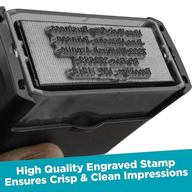 Alt view image 5 of 7 - Custom Self Inking Rubber Stamp - Up to 3 Lines of Text - Choose from 15 Ink Colors - Small Size