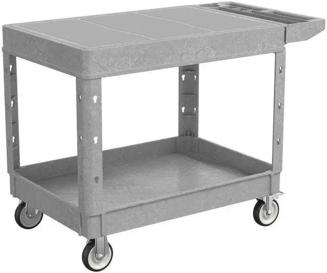 Main image of 46 x 25 Inch Utility Rolling Storage Cart with Flat Top, Grey | 1000 Lbs Capacity, Tool Cart with 360° Swivel Wheels, 2 Shelf Work Cart with Sturdy Platform for Grocery, Cleaning, Garage