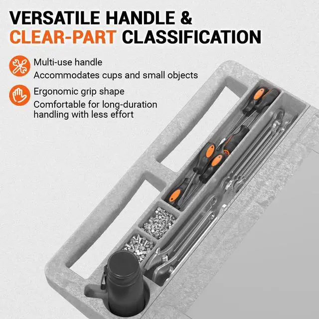 Alt view image 6 of 7 - 46 x 25 Inch Utility Rolling Storage Cart with Flat Top, Grey | 1000 Lbs Capacity, Tool Cart with 360° Swivel Wheels, 2 Shelf Work Cart with Sturdy Platform for Grocery, Cleaning, Garage