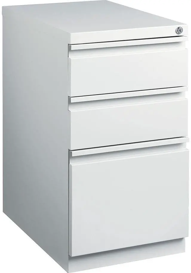 Main image of 3-Drawer Vertical File Cabinet, Letter Size Documents, Lockable & Mobile, 23" D x 15" W x 27.75" H, Light Gray | Mobile rolling cabinet, 23in D x 15in W x 27.75in H, for secure storage