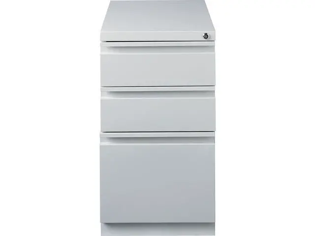 Alt view image 3 of 5 - 3-Drawer Vertical File Cabinet, Letter Size Documents, Lockable & Mobile, 23" D x 15" W x 27.75" H, Light Gray | Mobile rolling cabinet, 23in D x 15in W x 27.75in H, for secure storage