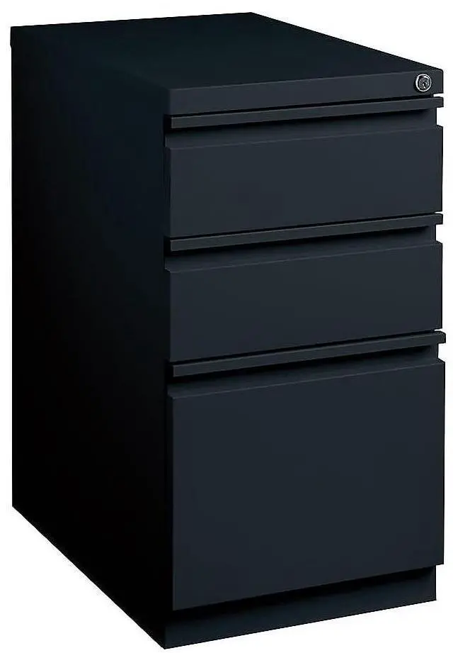 Main image of 3-Drawer Vertical File Cabinet, Letter Size Documents, Lockable & Mobile, 23" D x 15" W x 27.75" H, Black | Mobile rolling cabinet, 23in D x 15in W x 27.75in H, for secure storage