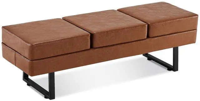 Main image of Waiting Room Chairs, Heavy Duty Office Guest Reception Bench, Faux Leather Upholstered Lobby Chairs for Salon, Conference Room 7008 (Cognac)