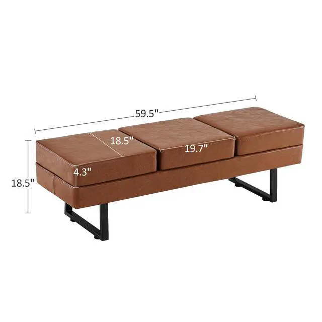 Alt view image 3 of 7 - Waiting Room Chairs, Heavy Duty Office Guest Reception Bench, Faux Leather Upholstered Lobby Chairs for Salon, Conference Room 7008 (Cognac)
