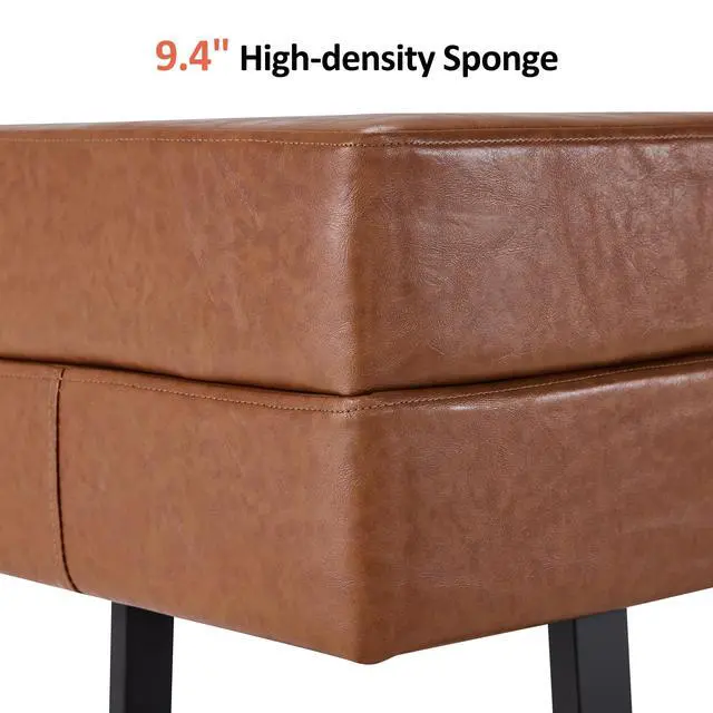 Alt view image 7 of 7 - Waiting Room Chairs, Heavy Duty Office Guest Reception Bench, Faux Leather Upholstered Lobby Chairs for Salon, Conference Room 7008 (Cognac)