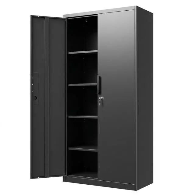 Main image of Metal Garage Storage Cabinet with Lock, 71" Tall Steel Storage Locker with 4 Adjustable Shelves, Heavy Duty Metal Cabinet for Garage, Office, Home, 31.5W × 16.5D, Black