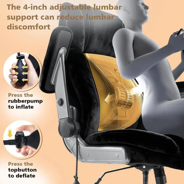 Alt view image 5 of 7 - Fabric 600LBS Heavy Duty Office Chair with 5D Flip Arms for Heavy People,Comfy Cloth Big and Tall Desk Chair with Pocket Spring Cushion,High Back Computer Chair with Adjustable Lumbar Support