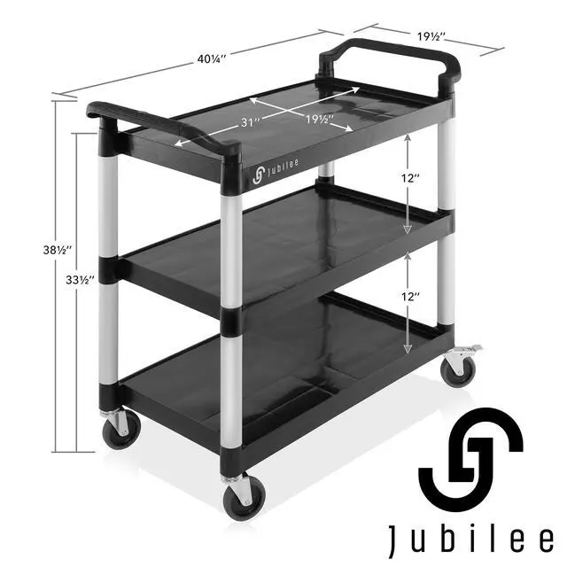 Alt view image 5 of 6 - Heavy-Duty 3-Tier Utility Service Cart with Wheels, 40.25" x 38.5"