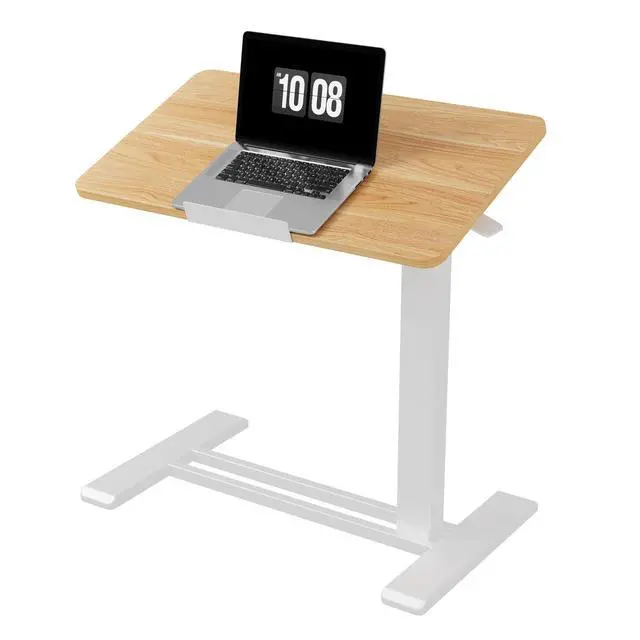 Main image of H7 PRO 90° Tiltable Mobile Overbed Table with Pneumatic Lift,28'' | Full foldable bedside table with adjustable desktop for laptop, Rolling Computer Cart and bed sofa.27.6" W x 15.7" D,Maple