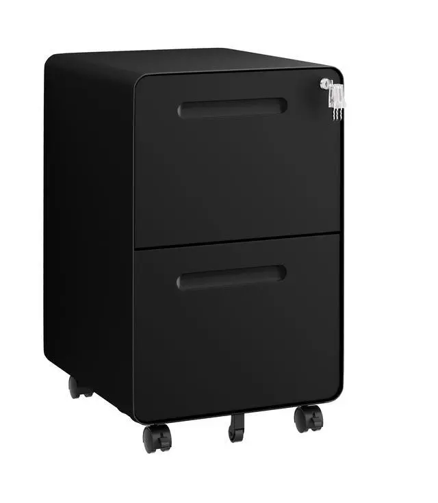 Main image of 2 Drawer Mobile File Cabinet with Lock and 4 Keys | Metal Filing Cabinet for Home Office, Under Desk, Pre-Assembly, File Drawer, Letter/Legal/A4 Hanging File Folders