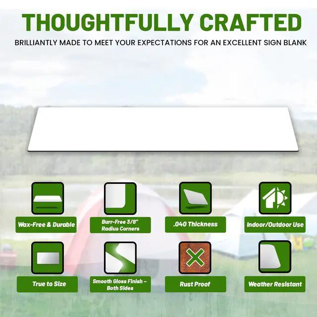 Alt view image 2 of 6 - Aluminum Sheet Blanks for Custom Signs, 6 x 36 x.040 in, White, 5 Packs | Double-Sided, Weatherproof, Yard & Garage Sale Use, Sublimation Metal Plate, Vinyl & Digital Print Ready, Burr-Free Corners