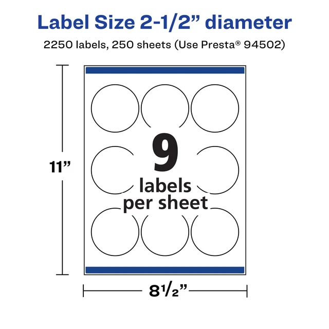 Alt view image 5 of 6 - ® Matte White Round Labels, Sure Feed® Technology, 2.5" Diameter, 2,250 Matte White Printable Labels
