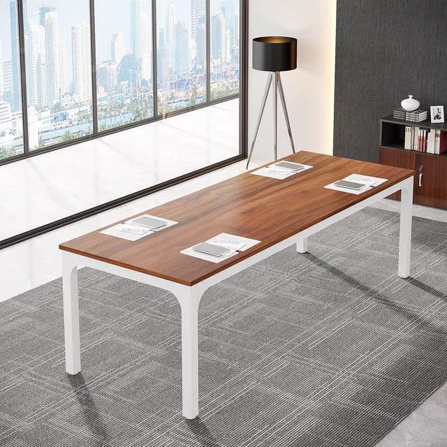 Main image of 6.5FT Conference Table, 78.7-Inch Rectangle Meeting Seminar Table, Large Business Tables for 6-8 People (Only Table) (Walnut+White)