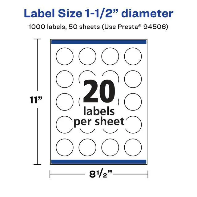 Alt view image 5 of 6 - ® Matte White Round Labels, Sure Feed® Technology, 1.5" Diameter, 1,000 Matte White Printable Labels