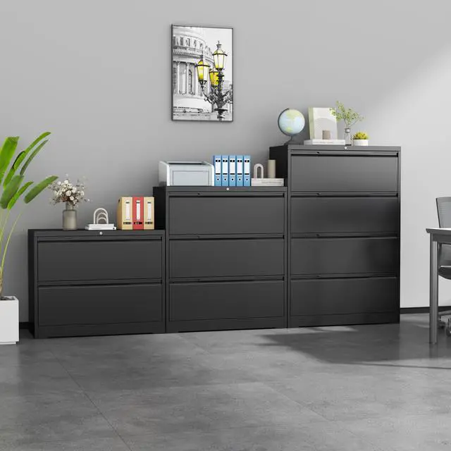 Alt view image 6 of 6 - 2 Drawer Lateral File Cabinet with Lock,Metal File Cabinets for Home Office,Locking Filing Cabinet for Letters/Legal/A4 Size, Assembly Required,Black 2 Drawer-36 W