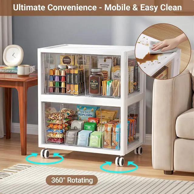 Alt view image 6 of 7 - Stackable Storage Drawer Carts, Extra Large Bins 3 Tier 6 Drawers | Smooth Pull-Out Drawers, Clear Plastic Drawer with 3 Set Wheels For Home Office Bedroom Bathroom Art Crafts Under Desk
