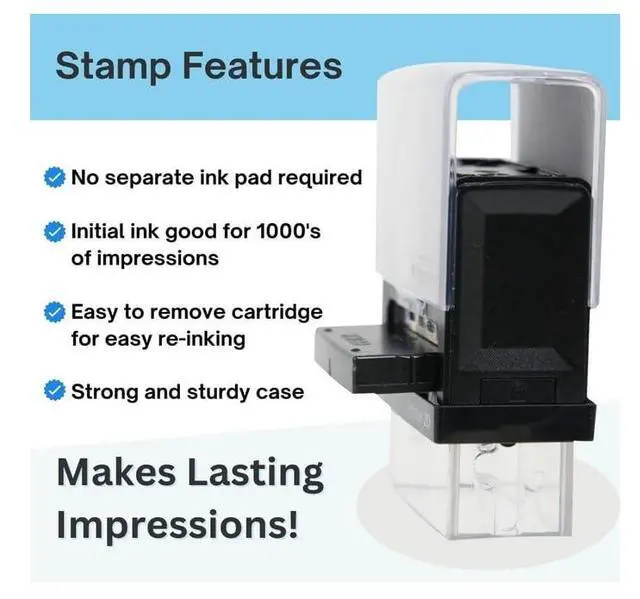 Alt view image 2 of 6 - 2000 Plus Series Custom Self-Inking Stamp, Small Size Up to 6 Lines, 13/16" x 2 3/16 inches, 5 Color Choices (Large)