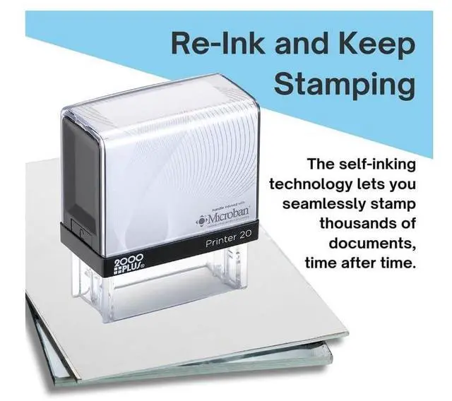 Alt view image 4 of 6 - 2000 Plus Series Custom Self-Inking Stamp, Small Size Up to 6 Lines, 13/16" x 2 3/16 inches, 5 Color Choices (Large)