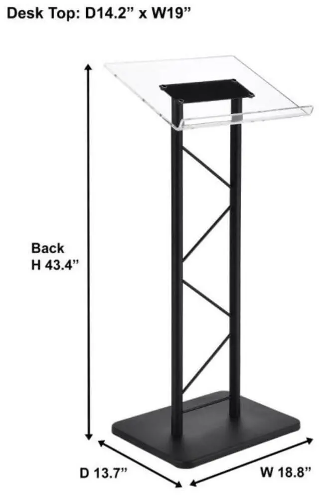 Alt view image 4 of 7 - KML15TA Modern & Stylish Acrylic and Metal Podium, Conference Podium for Speakers, Speeches and Other Occasions (43.4" Height)