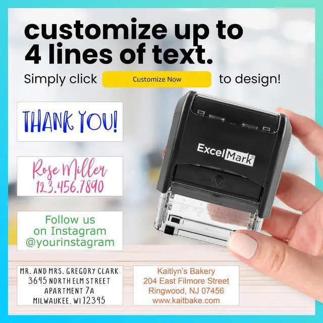 Alt view image 3 of 6 - Self Inking Rubber Stamp with up to 4 Lines of Custom Text (Medium)