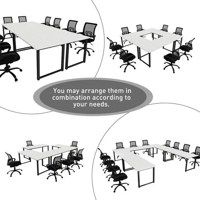 Alt view image 3 of 6 - 6FT Conference Table, 70.8" L x 31.5" W Office Table Meeting Room Table Modern Rectangular Boardroom Desk with Metal Frame, Black&Natural